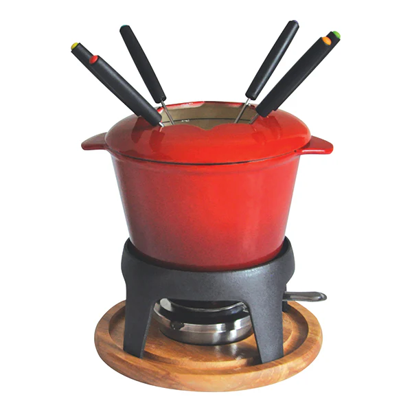 Service Ă fondue 6 personnes en fonte rouge 385050 Baumalu