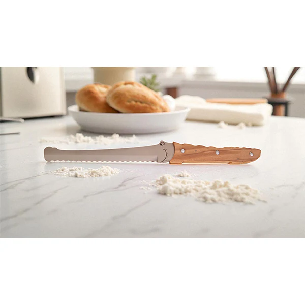 Coffret 3 couteaux à pain, fromage et tartineur en bois d’olivier Roger Orfèvre - Image 2