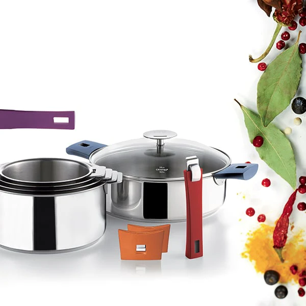 Set 4 casseroles inox Mutine sans manche 14, 16, 18 et 20 cm Cristel - Image 2