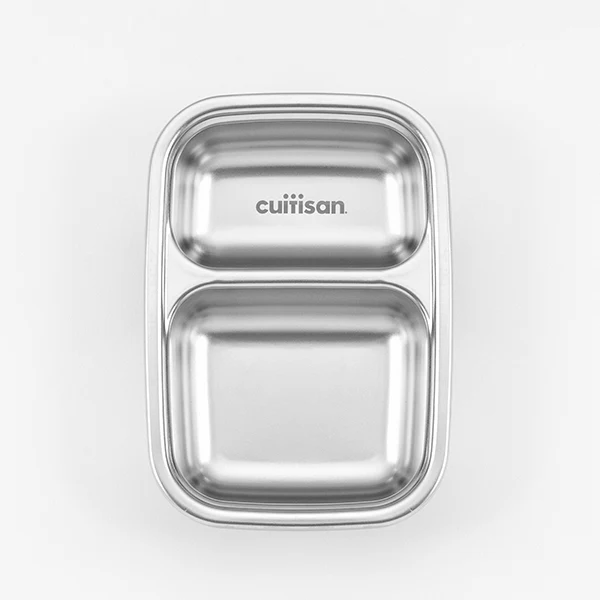 Boite de conservation rectangulaire compartimentée en inox 700 ml compatible micro-ondes Cuitisan - Image 3