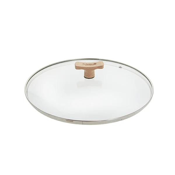 Couvercle verre 20 cm bouton bois de hĂȘtre De Buyer