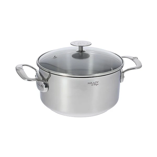 Faitout inox Milady avec couvercle en verre 20 cm 3 L De Buyer
