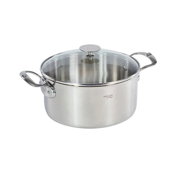 Faitout inox Milady avec couvercle en verre 24 cm 5,4 L De Buyer