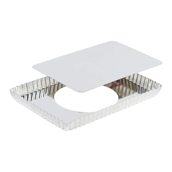 Moule à tarte rectangulaire en fer blanc fond amovible bords cannelés Gobel