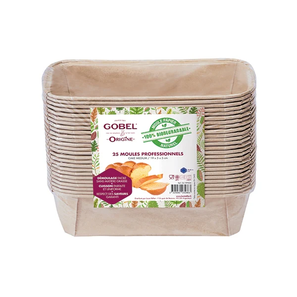 Pack de 25 moules cake en papier médium 19 cm x 5 x 5 cm Gobel