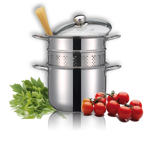 Cuiseur Ă pĂątes en inox 18 10 avec couvercle en verre 22 cm 5 L Inoxriv - Image 2