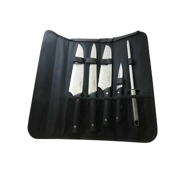 Sacoche 4 couteaux de cuisine et fusil Ă aiguiser manche noir Pradel Jean Dubost