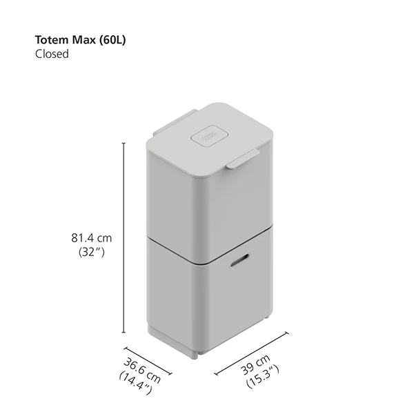 Poubelle Totem acier inoxydable 60 L - 2 compartiments 30 L Joseph Joseph - Image 5