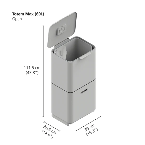 Poubelle Totem acier inoxydable 60 L - 2 compartiments 30 L Joseph Joseph - Image 6