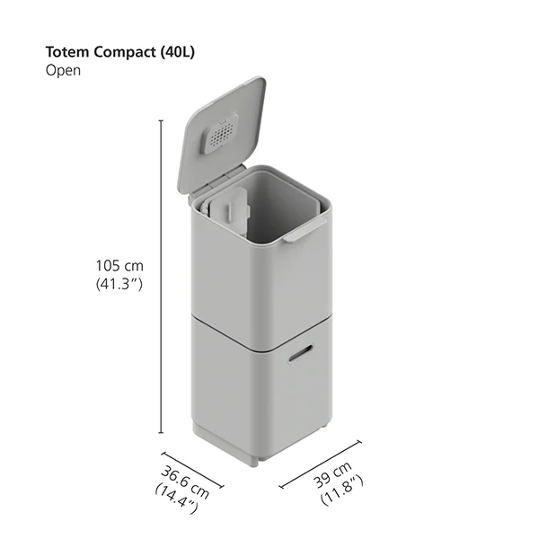 Poubelle Totem Graphite 40 L - 2 compartiments 20 L Joseph Joseph - Image 6