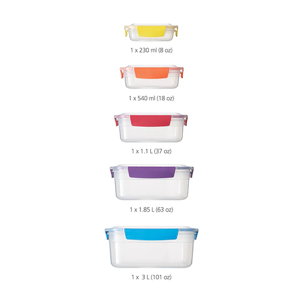 Set de 5 boites de conservation Nest Lock multicolores avec couvercles Joseph Joseph - Image 3