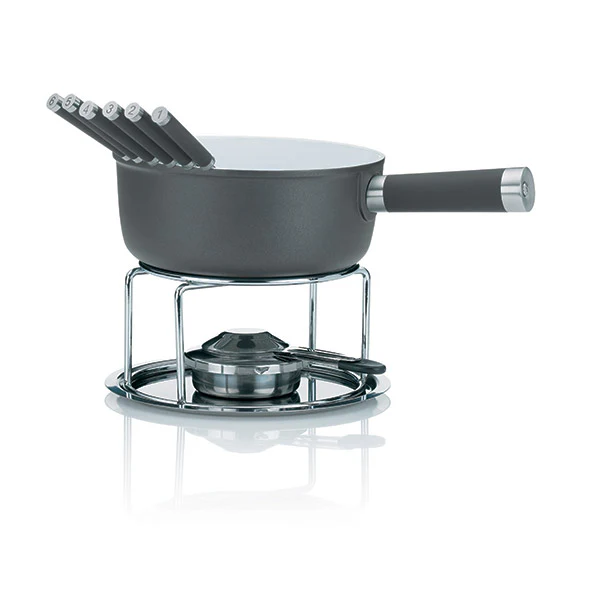 Service Ă fondue revĂȘtement cĂ©ramique 6 personnes gris Kela
