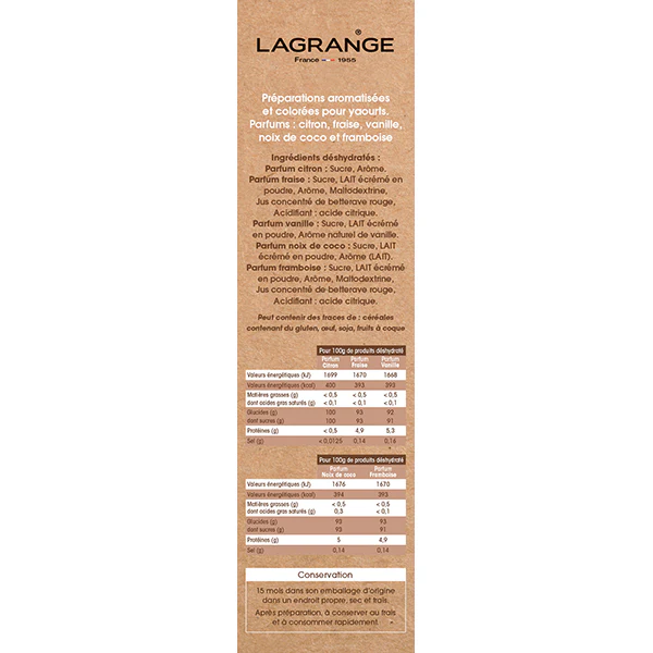 Assortiment de 5 arômes pour yaourt 425 g Lagrange - Image 3