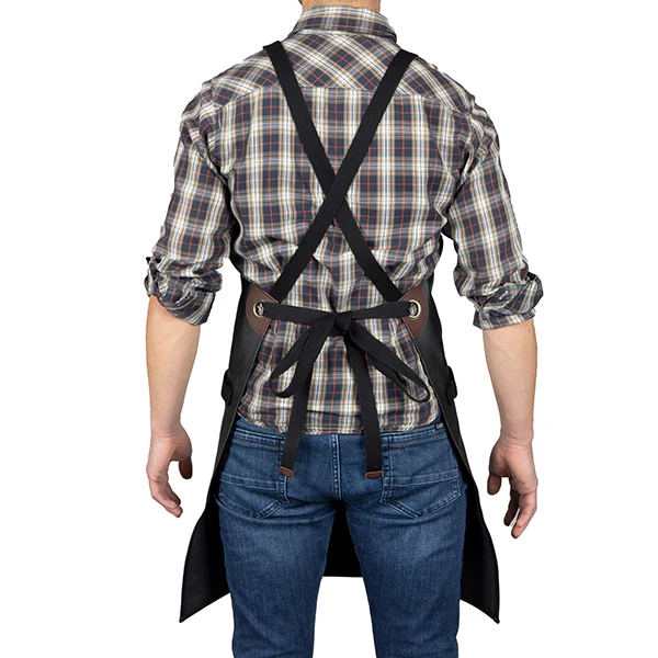 Tablier en toile enduite et cuir noir Livoo - Image 3