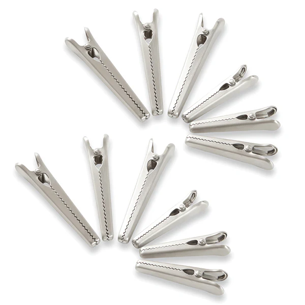 Lot 12 pinces Ă sachet en inox 8 et 11,5 cm Mathon