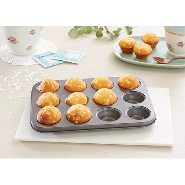 Lot 2 plaques 12 muffins et 12 mini-muffins acier revĂȘtement antiadhĂ©rent Mathon - Image 4
