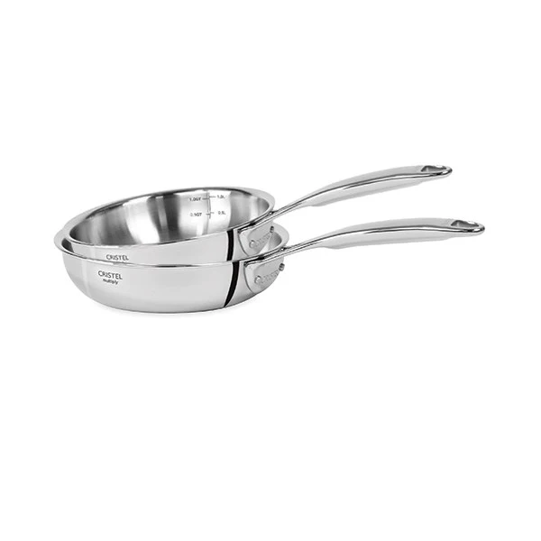 Lot 2 poĂȘles sautoir tout inox CastelâPro 24 et 28 cm Cristel