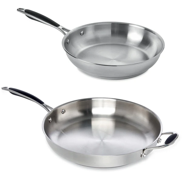 Lot 2 poĂȘles tout inox Excell'Inox 24 et 32 cm Mathon