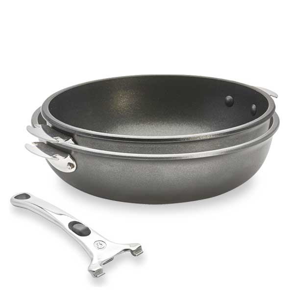 Lot 2 sauteuses Choc ExtrĂȘme Loqy 24 et 28 cm et manche amovible De Buyer
