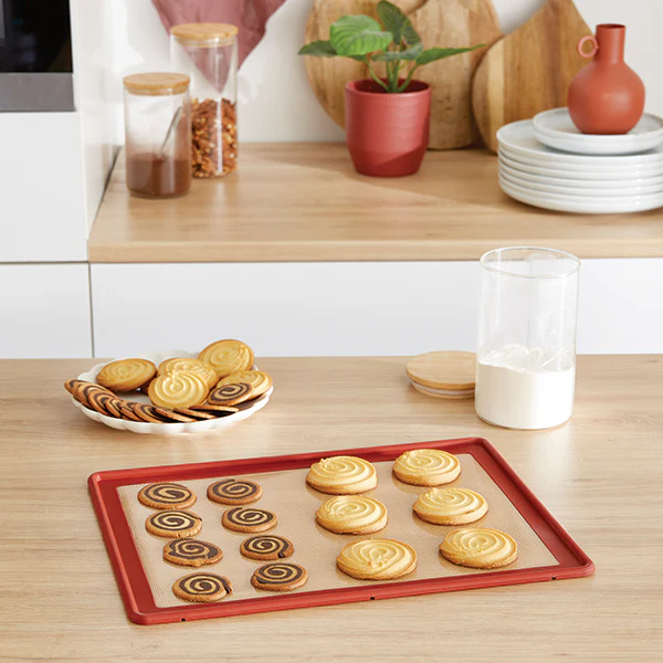 Lot 2 tapis plaque de cuisson en silicone et fibre de verre structure acier 39,7 x 29,5 cm  Mathon - Image 2