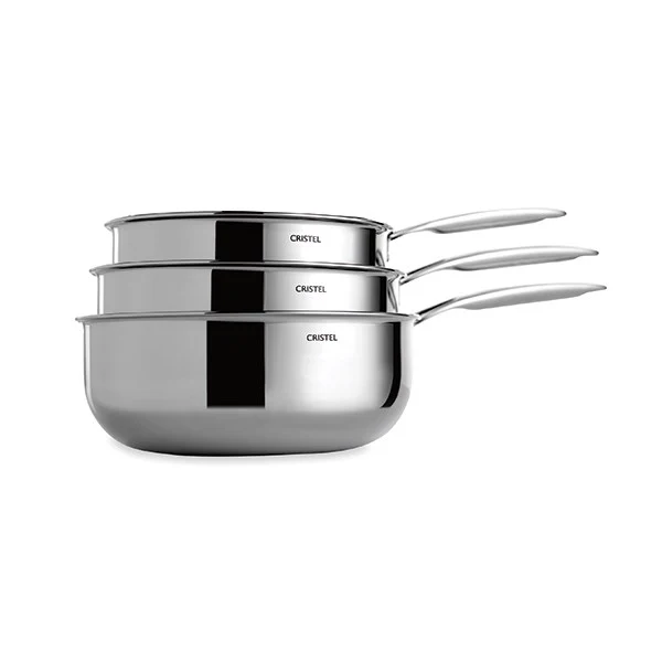 Lot 3 casseroles inox Castel'Pro 16,18 et 20 cm Cristel