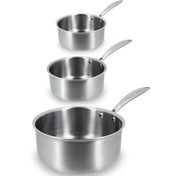 Lot 3 casseroles inox Triply 16, 18, 20 cm Menastyl