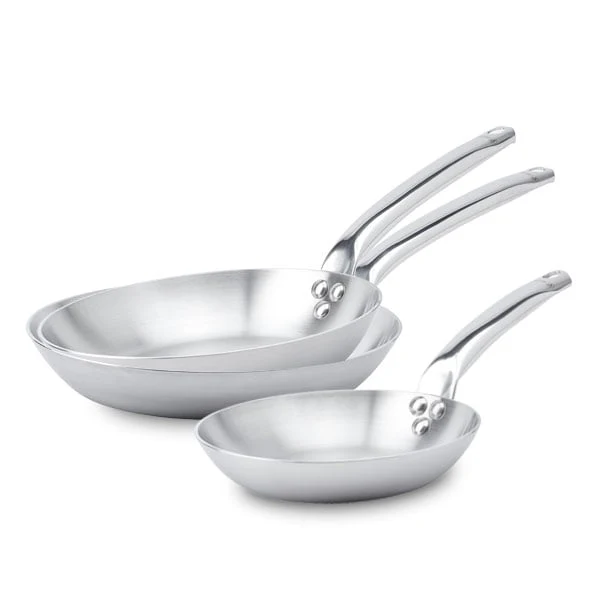 Lot 3 poĂȘles tout inox Alchimy 20, 24 et 28 cm De Buyer