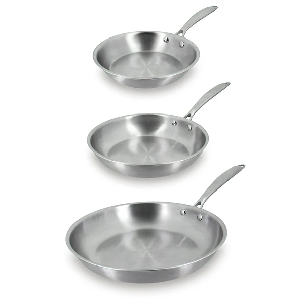 Lot 3 poĂȘles tout inox Triply 20, 24 et 28 cm Menastyl