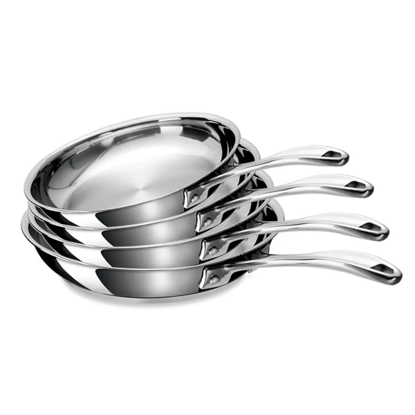 Lot 4 poêles tout inox Chef 20, 24, 28 et 30 cm Beka