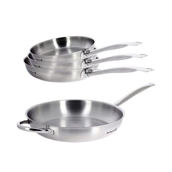 Lot 4 poĂȘles tout inox Prim'Appety 20, 24, 28 et 32 cm De Buyer
