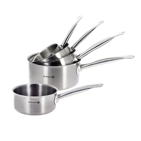 Lot 5 casseroles inox Prim'Appety 12, 14, 16, 18 et 20 cm De Buyer