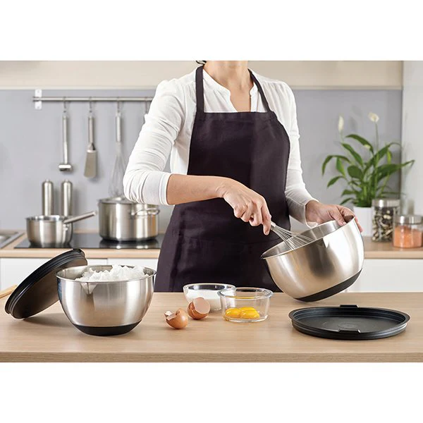 Lot 6 bols en inox gradués avec base silicone 10,5 à 24 cm Mathon - Image 3