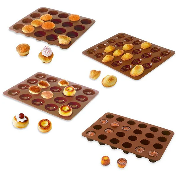 Lot assortiment 4 mini pùtisseries: mini savarins, muffins, canelés et madeleines Mathon