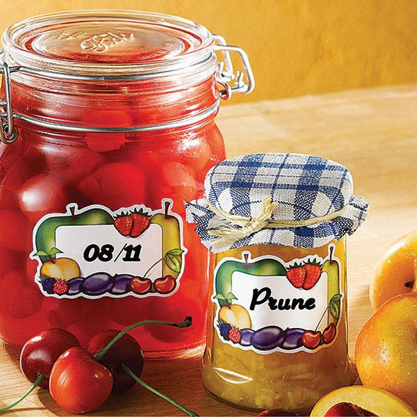 Lot Bassine à confiture 38 cm et 100 étiquettes autocollantes décor fruits - Image 3