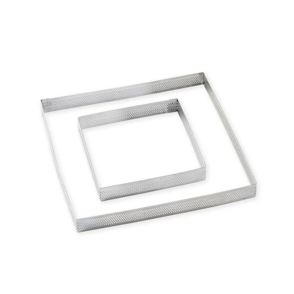 Lot de 2 cercles à tarte perforés en inox carré 12 et 20 cm Mathon