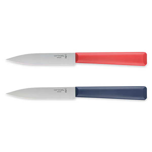 Lot de 2 couteaux dâoffice Essentiels+ bleu et rouge 10 cm inox Opinel