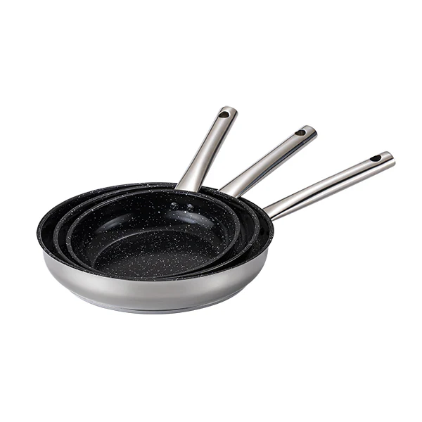 Lot de 3 poĂȘles en inox avec revĂȘtement cĂ©ramique 20, 24 et 28 cm Kitchenpro - Image 2