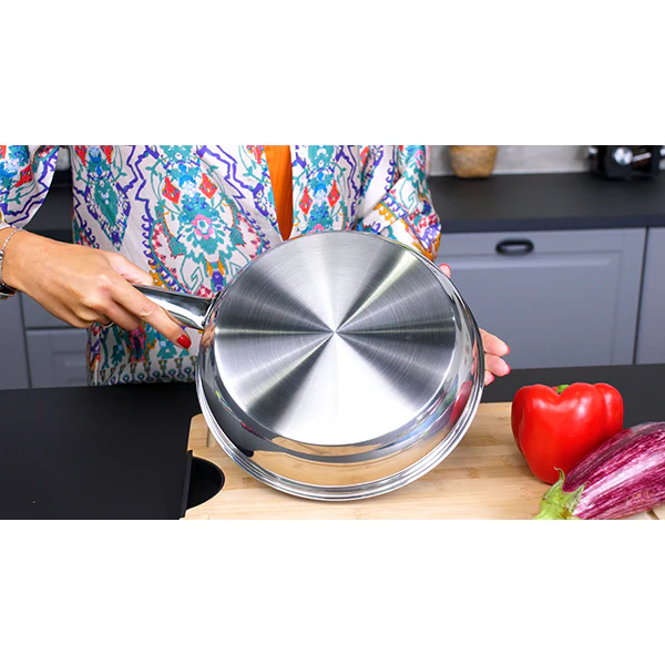 Lot de 3 poĂȘles en inox avec revĂȘtement cĂ©ramique 20, 24 et 28 cm Kitchenpro - Image 5