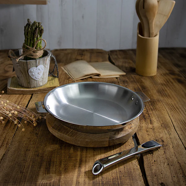 Lot 3 poêles tout inox Casteline 20, 24 et 28 cm et manche amovible Cristel - Image 3