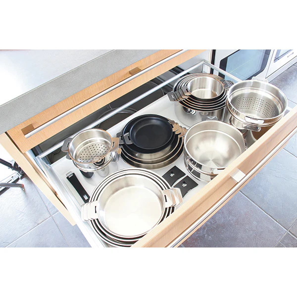 Lot 3 poêles tout inox Casteline 20, 24 et 28 cm et manche amovible Cristel - Image 4