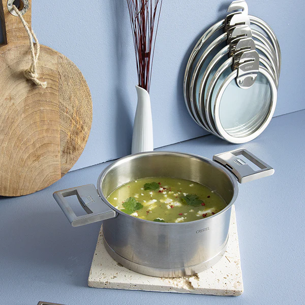 Lot 4 casseroles inox Strate sans manche 14, 16, 18 et 20 cm et 4 couvercles Cristel - Image 5