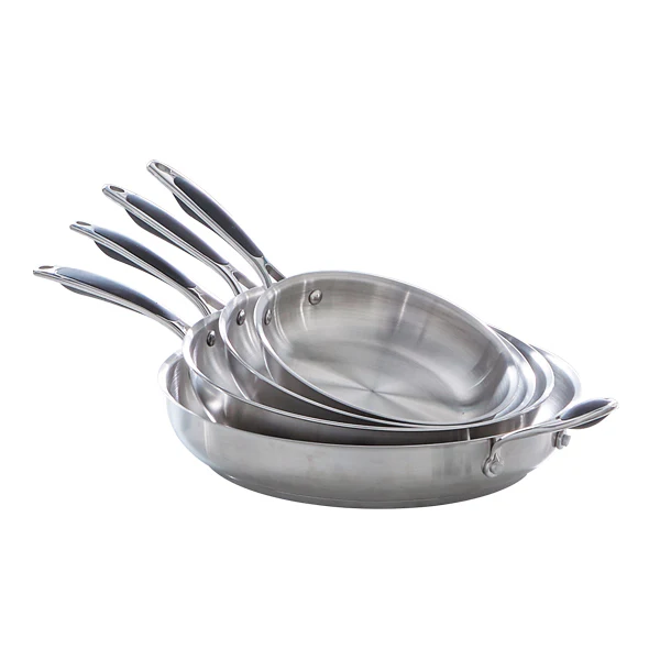 Lot de 4 poêles tout inox 20, 24, 28 et 32 cm Excell'Inox   Mathon