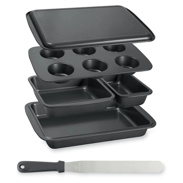 Lot de 5 moules Ă gĂąteau empilables en acier antiadhĂ©rent et dâun couteau Ă gĂ©noise spatule Ă glaçage Mathon
