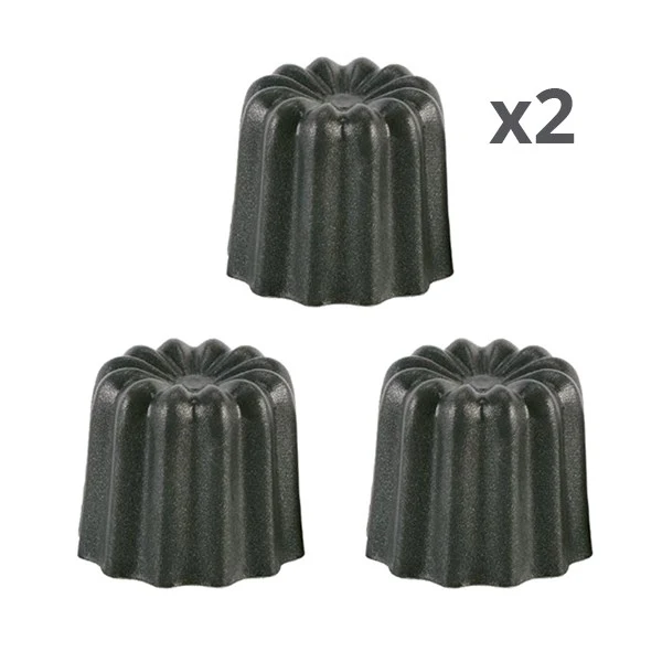 Lot de 6 moules à canelés en aluminium anti-adhésif 5,5 cm Patisse