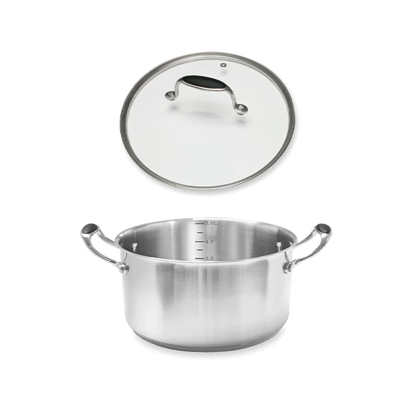 Lot faitout inox ExcellâInox 24 cm et couvercle en verre Mathon