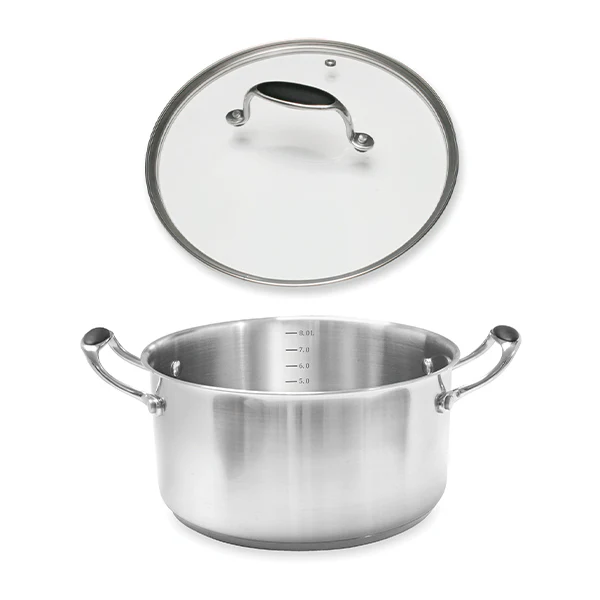 Lot faitout inox Excell’Inox 28 cm et couvercle en verre Mathon