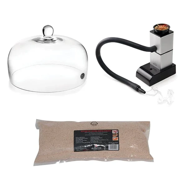 Lot fumoir avec cloche 26 cm et sciure de hĂȘtre pour fumage
