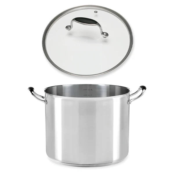 Lot marmite inox Excell’Inox 28 cm et couvercle en verre Mathon
