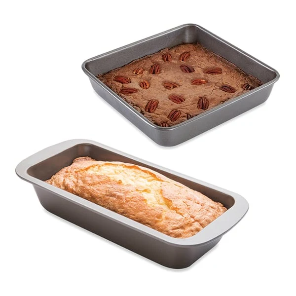 Lot moule Ă manquĂ© carrĂ© 23 cm et moule Ă cake 25 cm acier revĂȘtement antiadhĂ©rent Mathon