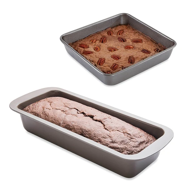 Lot moule Ă manquĂ© carrĂ© 23 cm et moule Ă cake 30 cm acier revĂȘtement antiadhĂ©rent Mathon